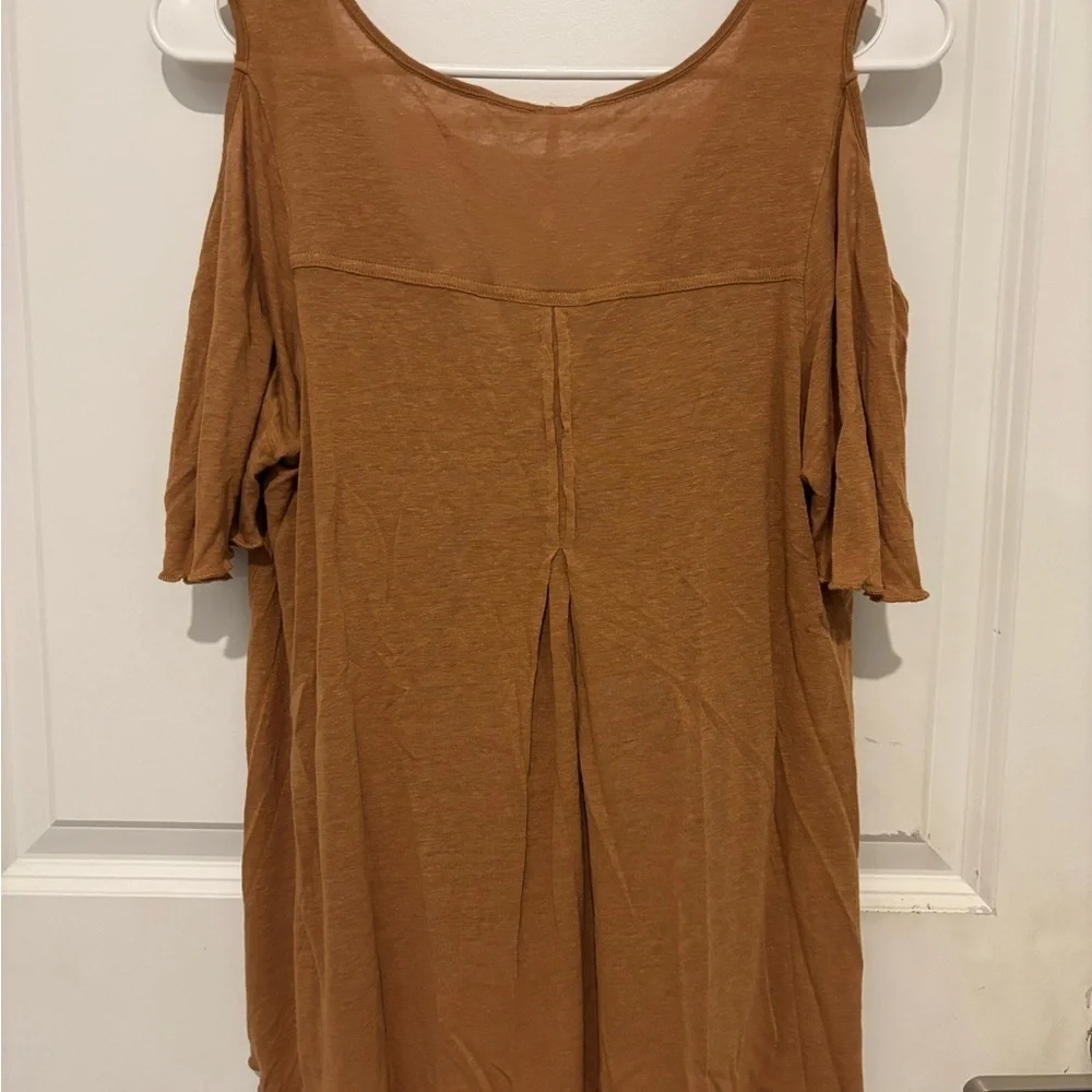 Free People Brown Asymmetrical Blouse Relaxed Fit